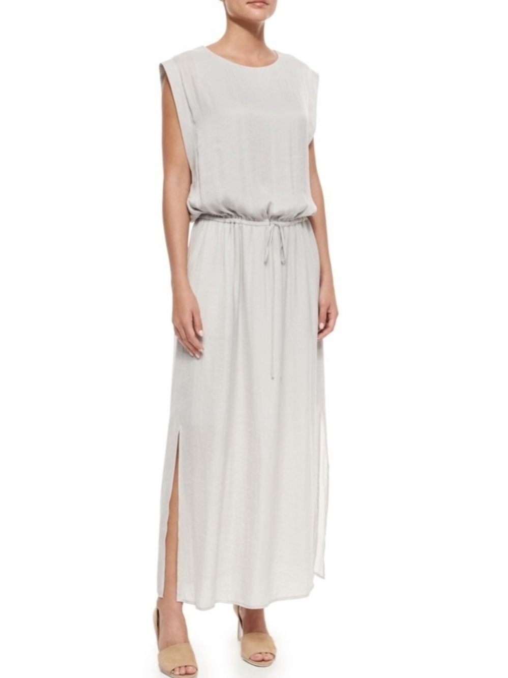 VINCE Washed Satin Drawstring Waist Maxi Dress Size Medium